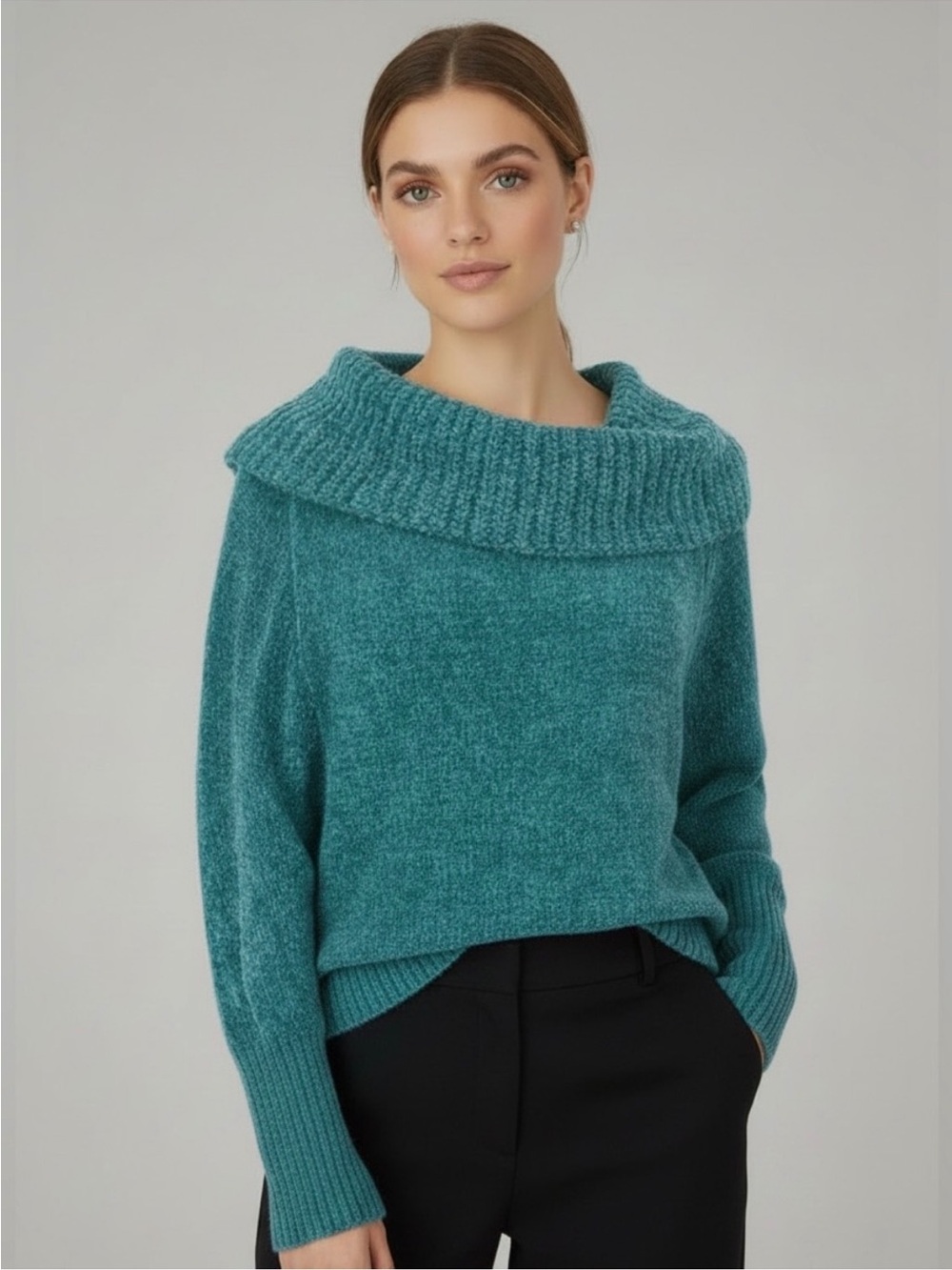 White House Black Market NWOT Teal Cowl Neck Sweater!